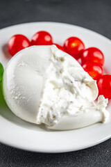 burrata cheese portion buffalo burrata cooking appetizer meal food snack on the table copy space food background rustic top view