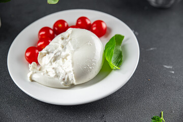 burrata cheese portion buffalo burrata cooking appetizer meal food snack on the table copy space food background rustic top view