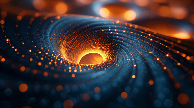 abstract black and golden light vortex spiral background