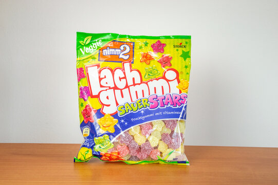 Pruszcz Gdanski, Poland - April 1, 2024: Storck Nimm 2 jellies with sprinkles.