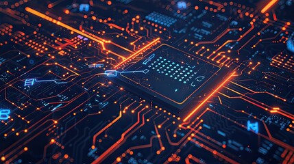 Futuristic Technologist, Central Computer Processor. Futuristic microchip processor. Digital chips