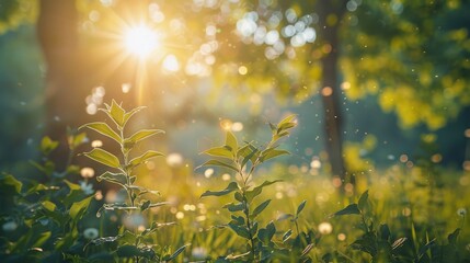 Sun Shines Through Bushs Leaves