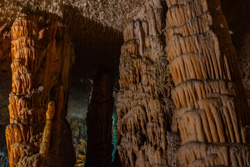 Geological formations at Postojna cave in Slovenia