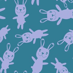 Easter animals bunnies seamless rabbit pattern for wrapping paper and kids clothes print and party accessories