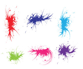 Splatter brush stroke for set of grunge black paint, ink brush strokes