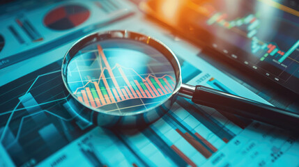 Magnifying Glass on Business Stock Shares Data