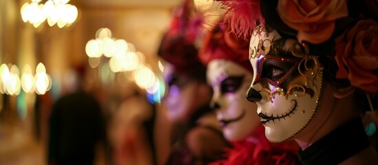 people in a carnival masks. 