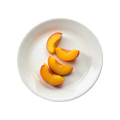 Naklejka na ściany i meble Peach slices on white plate isolated on transparent background