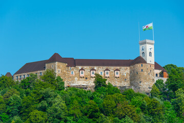 Fototapeta na wymiar Ljubljana castle during a sunny day in Slovenia