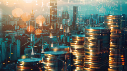 Coin Rows and Financial Graph Overlay