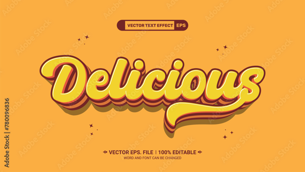 Aufkleber delecious 3d editable vector text style effect
