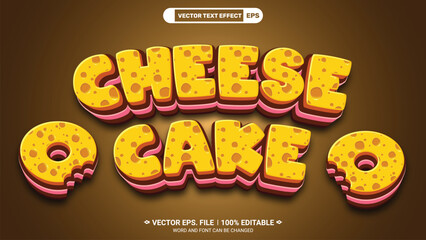 Cheese cake realistic cheese style editable 3d vector text effect