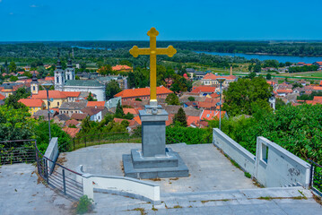 Cross above Sremski Karlovci town in Serbia