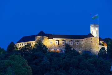 Ljubljana castle during a sunset in Slovenia - Powered by Adobe