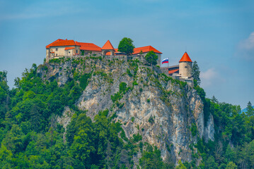 Fototapeta na wymiar Panorama of Bled castle in Slovenia
