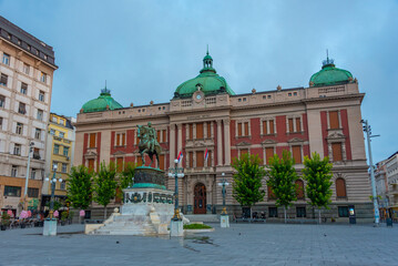 National Museum of Serbia at the Republic square in Belgrade - obrazy, fototapety, plakaty