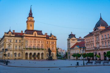 Town hall in the center of Serbian town Novi Sad - obrazy, fototapety, plakaty