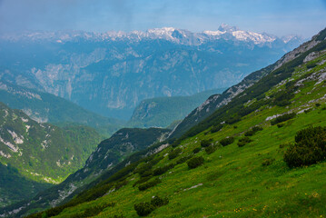 Fototapeta na wymiar Triglav national park viewed from Mount Vogel, Slovenia