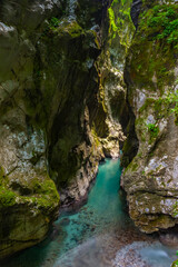 Naklejka na ściany i meble Tolmin gorge during a summer morning in Slovenia