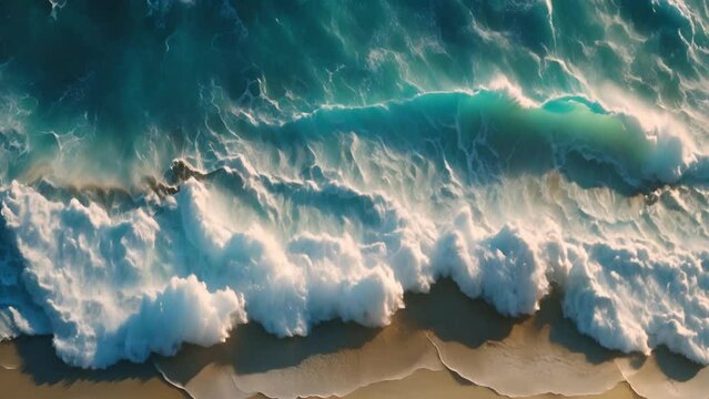 上から見た海のビーチと波,Generative AI 