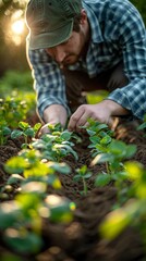 A farmer using sustainable agricultural practices to enhance soil carbon sequestration.