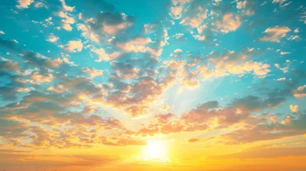 Foto op Plexiglas sunset sky, sunrise with yellow and blue sky, romantic natural landscape generative ai © ThisDesign