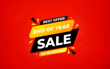 End of Year sale offer banner template. stock clearance background. end of year banner template design for web or social media, Sale special offer. abstract vector design. - obrazy, fototapety, plakaty