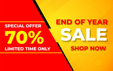 End of Year sale offer banner template. stock clearance background. end of year banner template design for web or social media, Sale special offer. abstract vector design.