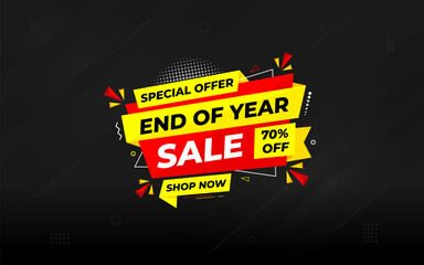 End of Year sale offer banner template. stock clearance background. end of year banner template design for web or social media, Sale special offer. abstract vector design.