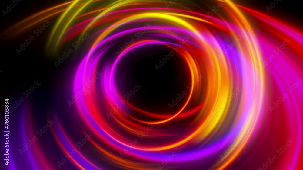 Poster luminous swirling glowing circles. computer generated 3d render