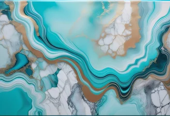 Tuinposter Kristal A Symphony of Tiffany Blue, Marble, and Agate in Soft Pastel Hues