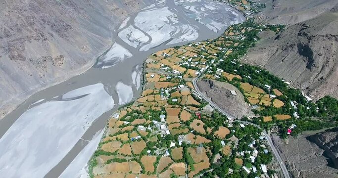 Aerial View of Chitral City, KPK, Pakistan - Landscape of Pakistan