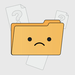 Sad Folder with Question Mark Documents