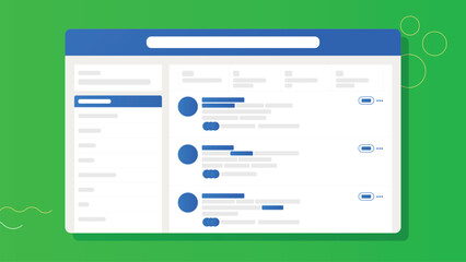 Stylized Social Media Interface Design on Green Background