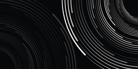 Spiral circular rhythmic sound waves on a beautiful dark background. Eps10