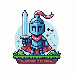 Sword knight cartoon vector icon illustration. holiday object icon concept isolated premium vector