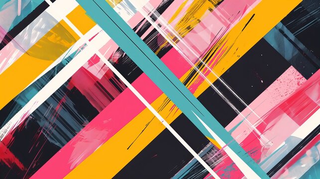 Here's a picture I made with modern abstract patterns. It's got colors that go well together and soft pastel shades. There are geometric lines that crisscross and overlap, making it look lively 