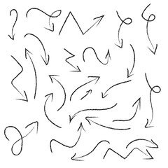 arrow set hand made with brush on white background vector 
