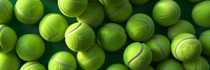 Collection of new tennis balls for energetic design, Texture created from a lot of tennis balls top view.