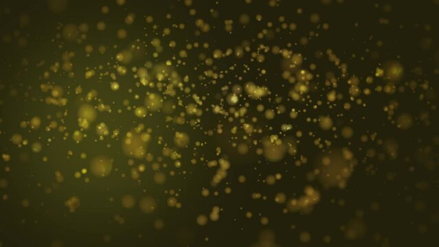 Glittering yellow slow particles, abstract CGI animation background, 4k
