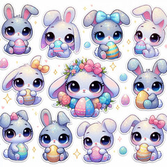 cute easter stickers with bunnies