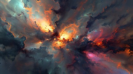 Galactic Symphony: A Cosmic Ballet of Colorful Nebulae Swirling Across the Celestial Canvas