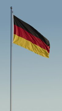 Germany Berlin Flag vertical Cinematic Loop Realistic Motion Blue Sky Wind