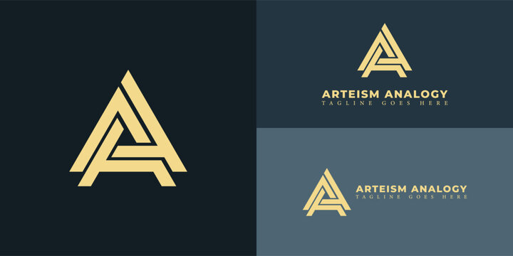 Abstract initial triangle letter A or AA logo in green color isolated on multiple background colors. The logo is suitable for business and consulting company logo icons to design inspiration templates