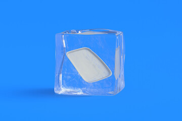 Salver in ice cube. 3d illustration