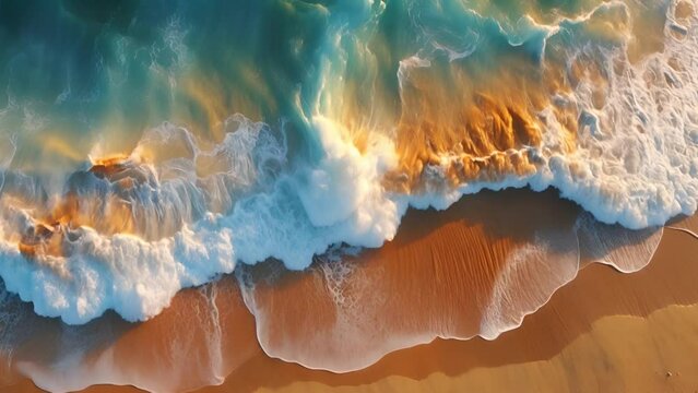 上から見た海のビーチと波,Generative AI 