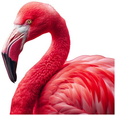 Fototapeta premium Pink Flamingo on Pink BackgroundTransparent PNG Background