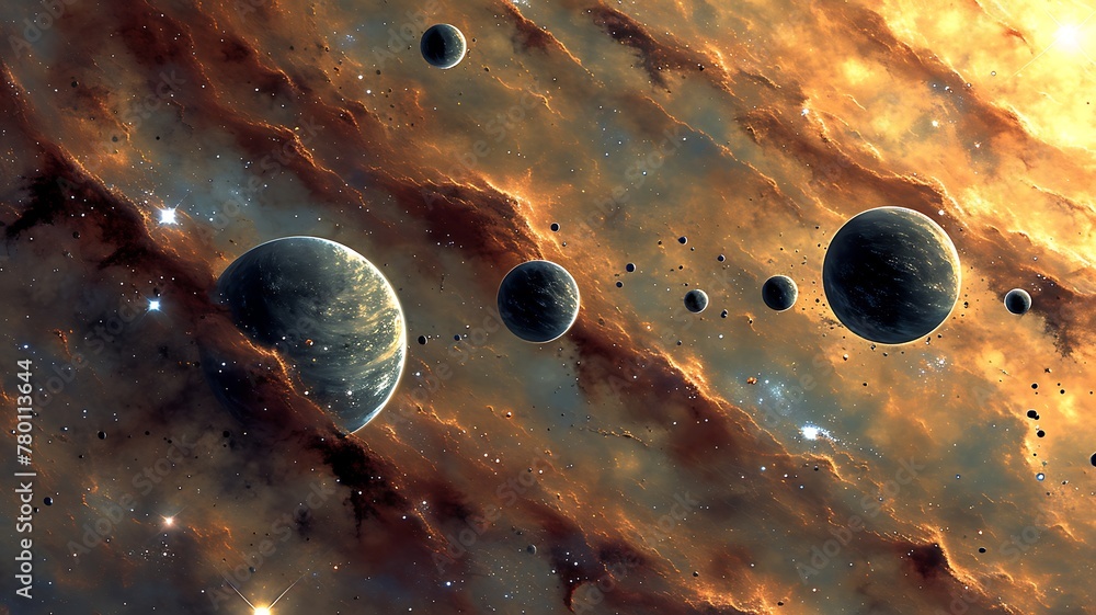 Poster a panoramic view of a distant star system with boundless wonder