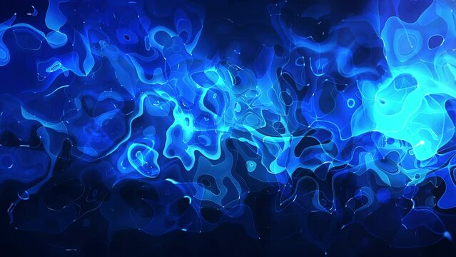 Abstract blue motion background with shapes and waving lines, seamless loop, 4k