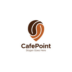 location and pin icon logo with coffee bean symbol suitable for coffee business, cafe, coffee logo design 